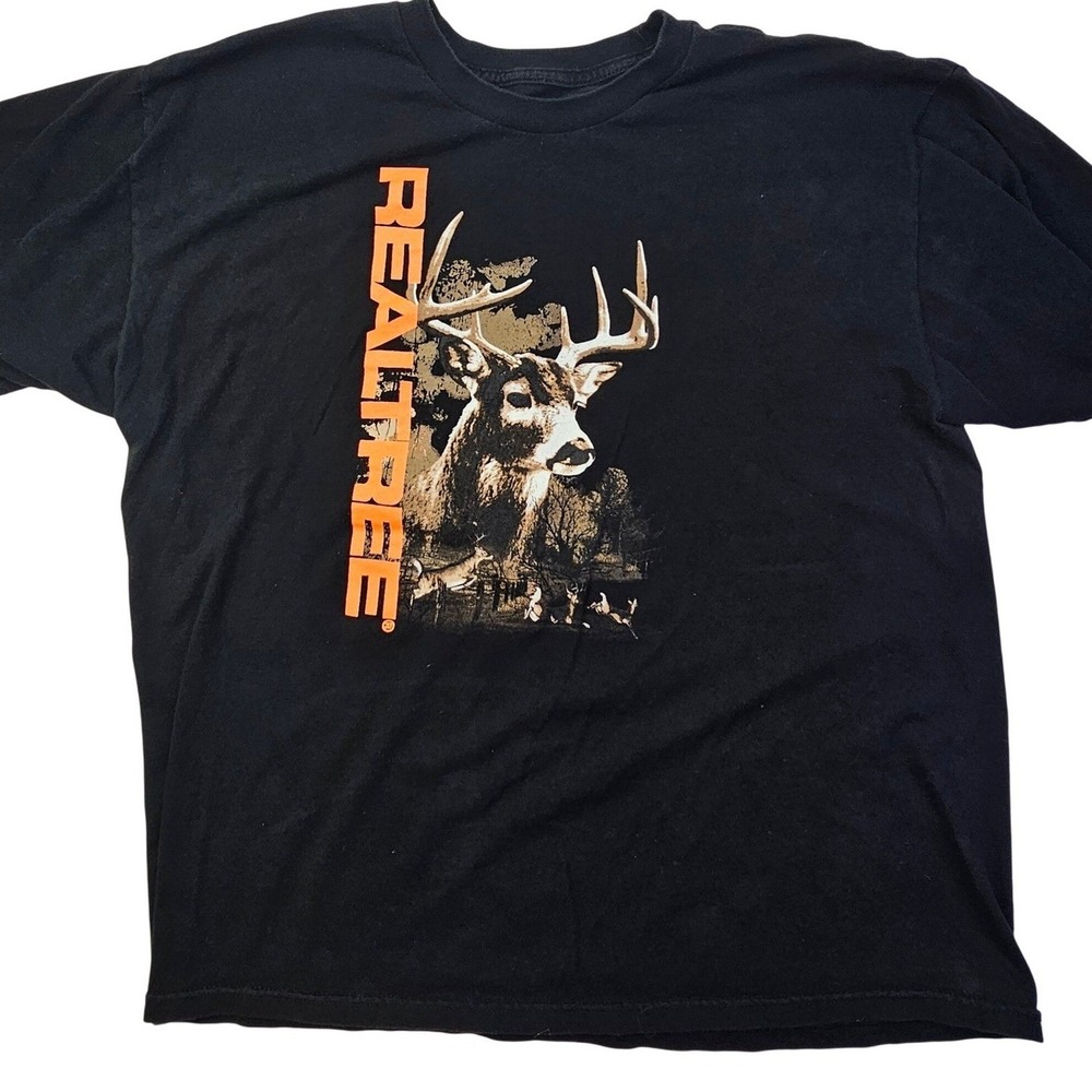 Buckhorn River‎ Realtree Deer Hunting Graphic T-Shirt Mens XL Black Cotton Tee